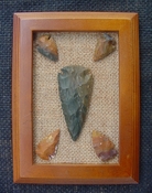 Framed arrowhead spearhead replica collection earth tones pf18
