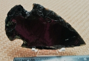 4.89" black obsidian spearhead reproduction black obsidian ya165