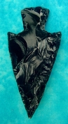 4.00" black obsidian spearhead reproduction black obsidian O372