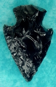 3.31" black obsidian spearhead reproduction black obsidian 0369