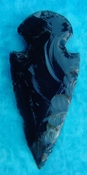 4.36" black obsidian spearhead reproduction black obsidian O339