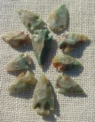 10 multi  green arrowheads reproduction arrowheads  ks591