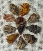 10 striped &  multi colors reproduction arrowheads ks594