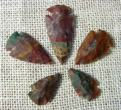 5 green with red multi colors reproduction arrowheads ks546