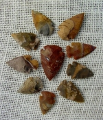 10 browns & tan arrowheads reproduction arrow bird points ks569