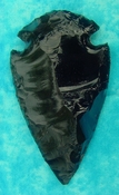 4.52" black obsidian spearhead reproduction black obsidian 0389