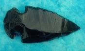 3.78" black obsidian spearhead reproduction black obsidian 0400