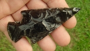 3.74" black obsidian spearhead reproduction black obsidian 0397