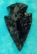 3.89" black obsidian spearhead reproduction black obsidian 0387