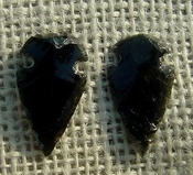 1 pair arrowheads for earrings black obsidian replica sa444