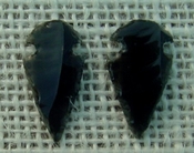 1 pair arrowheads for earrings black obsidian replica sa407