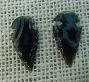 1 pair arrowheads for earrings black obsidian replica sa408