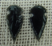 1 pair arrowheads for earrings black obsidian replica sa402