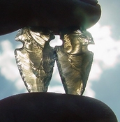 1 pair arrowheads for earrings black obsidian replica sa433