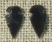 1 pair arrowheads for earrings black obsidian replica sa426