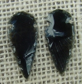 1 pair arrowheads for earrings black obsidian replica obe5