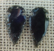 1 pair arrowheads for earrings black obsidian replica obe5