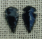 1 pair arrowheads for earrings black obsidian replica obe6