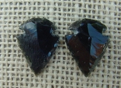 1 pair arrowheads for earrings black obsidian replica obe7