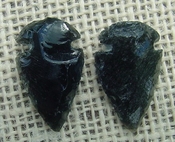 1 pair arrowheads for earrings black obsidian replica obe7