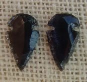 1 pair arrowheads for earrings black obsidian replica obe8