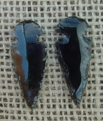 1 pair arrowheads for earrings black obsidian replica obe8