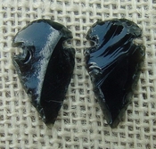 1 pair arrowheads for earrings black obsidian replica obe9
