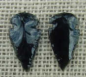 1 pair arrowheads for earrings black obsidian replica obe9
