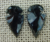 1 pair arrowheads for earrings black obsidian replica obe35