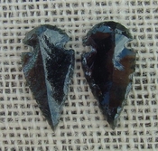 1 pair arrowheads for earrings black obsidian replica obe47