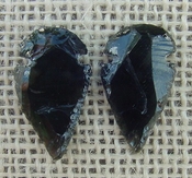 1 pair arrowheads for earrings black obsidian replica obe84