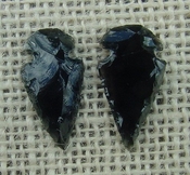 1 pair arrowheads for earrings black obsidian replica obe85