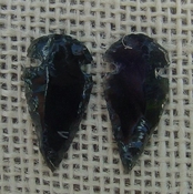 1 pair arrowheads for earrings black obsidian replica obe87