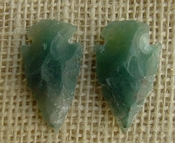 1 pair arrowheads for earrings stone green  replica point ae72