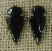 1 pair arrowheads for earrings black obsidian replica obe106