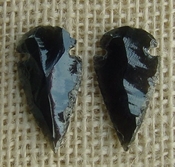 1 pair arrowheads for earrings black obsidian replica obe117