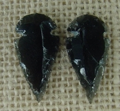 1 pair arrowheads for earrings black obsidian replica obe123