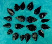 20 obsidian arrowheads reproduction 2"-3" black arrowheads ob126