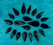 20 obsidian arrowheads reproduction 2"-3" black arrowheads ob131