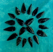 20 obsidian arrowheads reproduction 2"-3" black arrowheads ob127