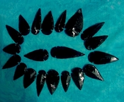 20 obsidian arrowheads reproduction 2"-3" black arrowheads ob114