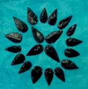 20 obsidian arrowheads replica 2"-2 1/2" black arrowheads ob122