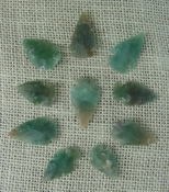 10 green arrowheads transparent stone replica arrow heads sp19