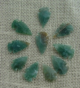 10 green arrowheads transparent stone replica arrow heads sp15