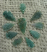 10 green arrowheads transparent stone replica arrow heads sp5