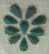 10 arrowheads dark green stone points replica arrow heads sp27