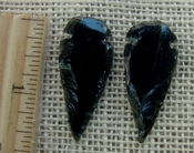 Black obsidian arrowheads pair for making custom jewelry ae155