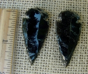 Pair of obsidian arrowheads for making custom jewelry ae164