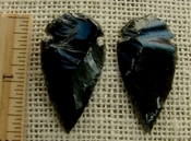 Pair of obsidian arrowheads for making custom jewelry ae172