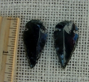 Pair of obsidian arrowheads for making custom jewelry ae154